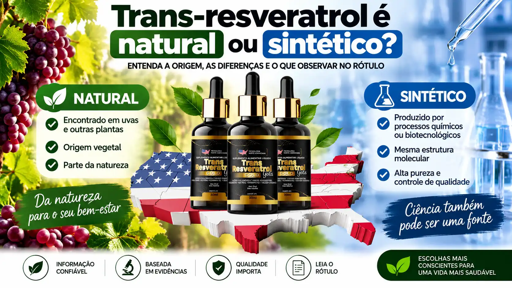 Trans-resveratrol natural ou sintético