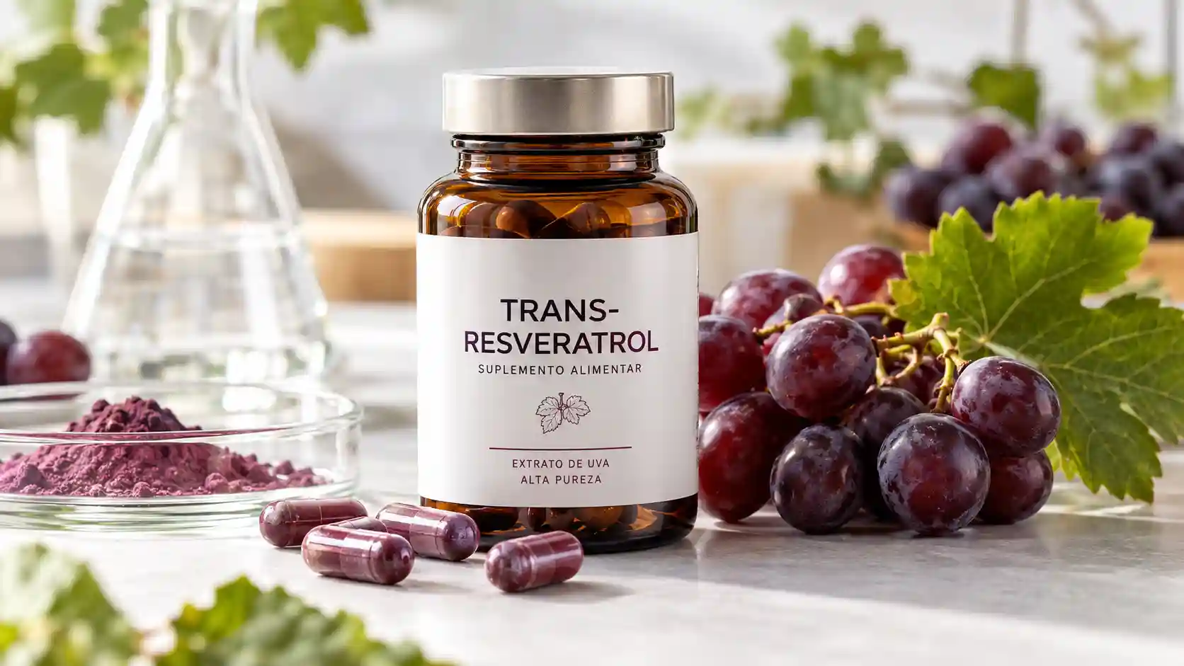 Como escolher um suplemento de trans-resveratrol com qualidade e pureza.